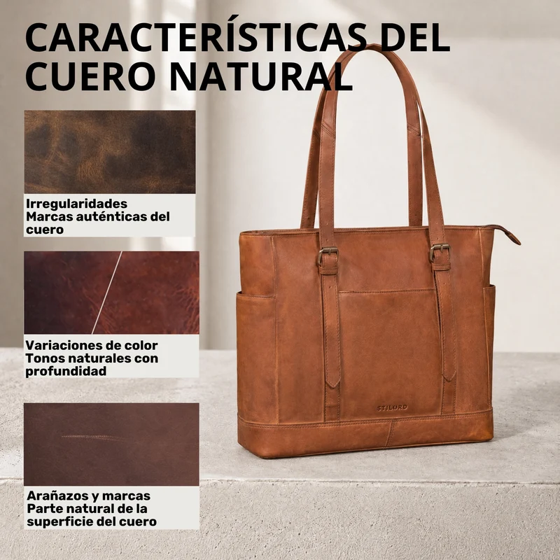 "Solaya" Shopper Damen Leder Groß mit Laptopfach 15,6 Zoll