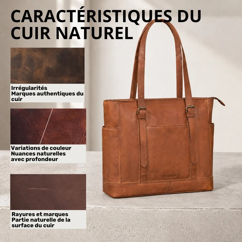 "Solaya" Shopper Damen Leder Groß mit Laptopfach 15,6 Zoll