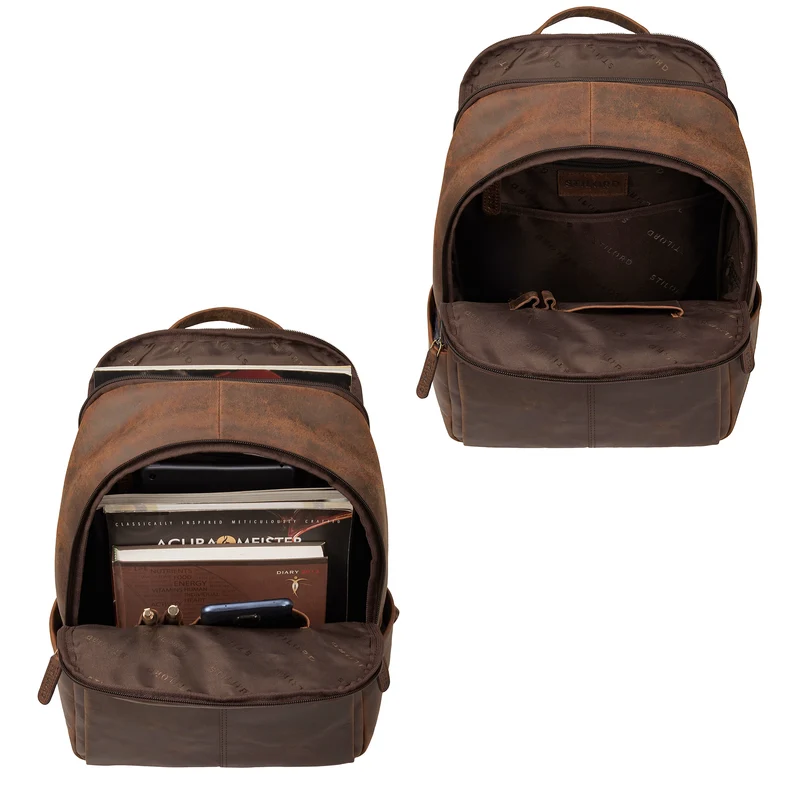 B-WARE "Marino" Leder Rucksack Damen und Herren Laptopfach 13 - 14