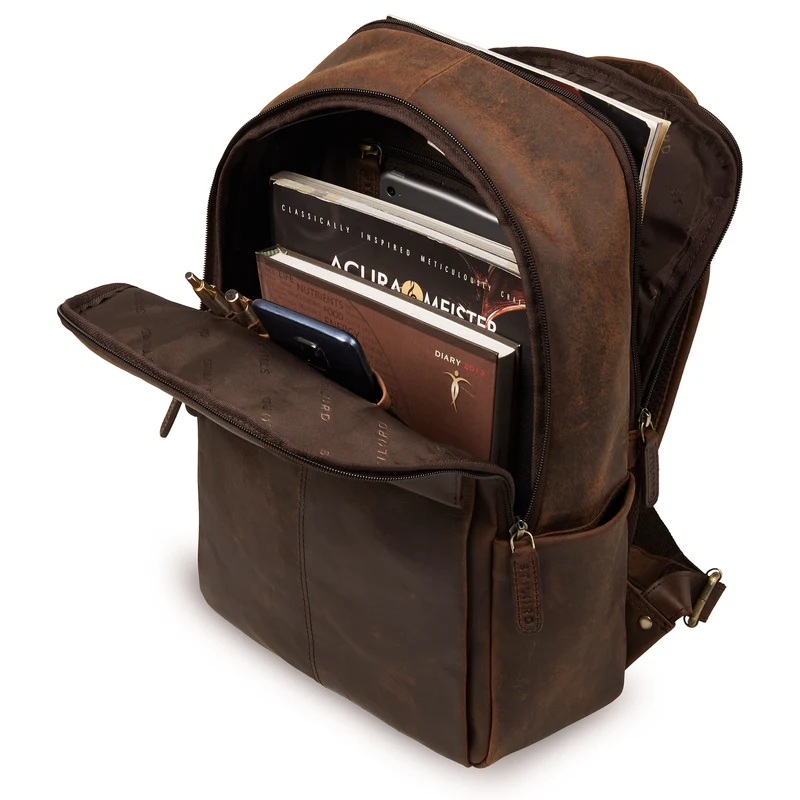 B-WARE "Marino" Leder Rucksack Damen und Herren Laptopfach 13 - 14
