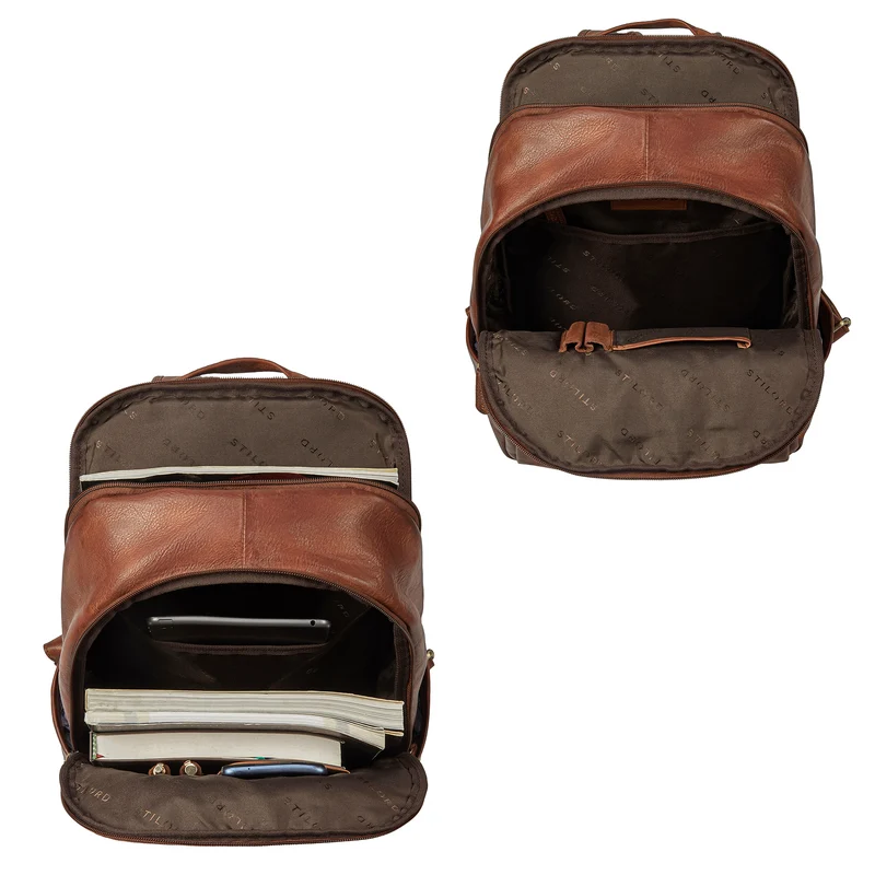 B-WARE "Marino" Leder Rucksack Damen und Herren Laptopfach 13 - 14
