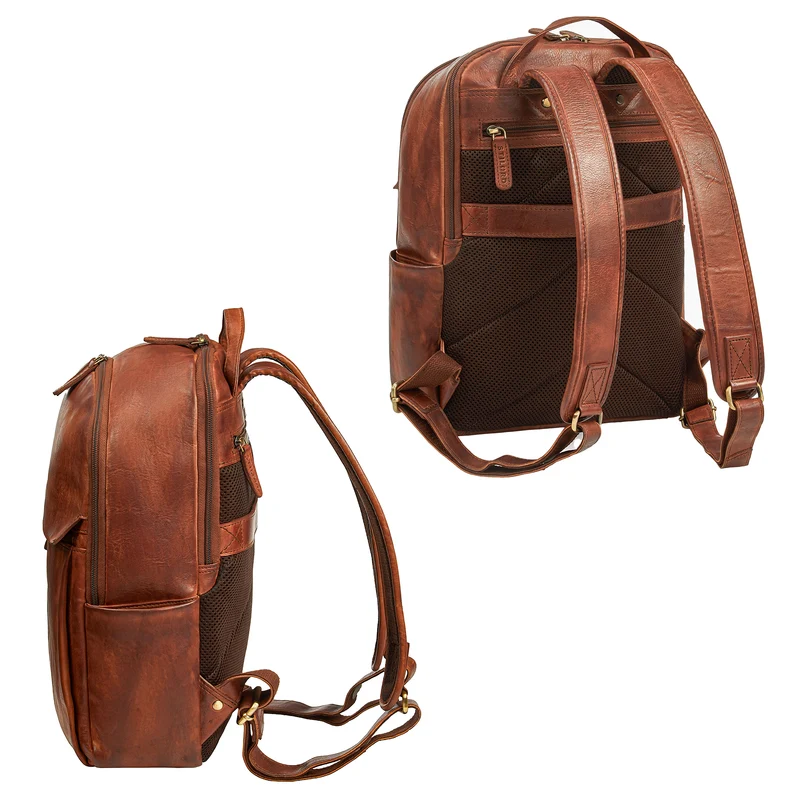 B-WARE "Marino" Leder Rucksack Damen und Herren Laptopfach 13 - 14