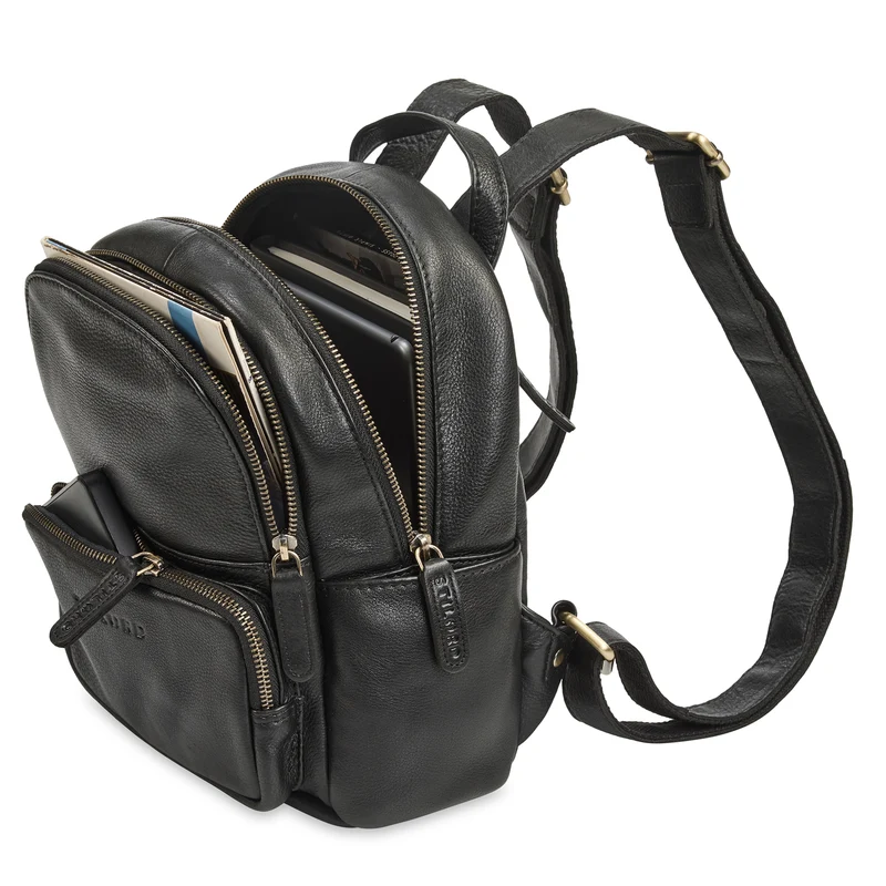 B-WARE "Sue" Rucksack Damen Leder Elegant Klein Cityrucksack für Ausflüge