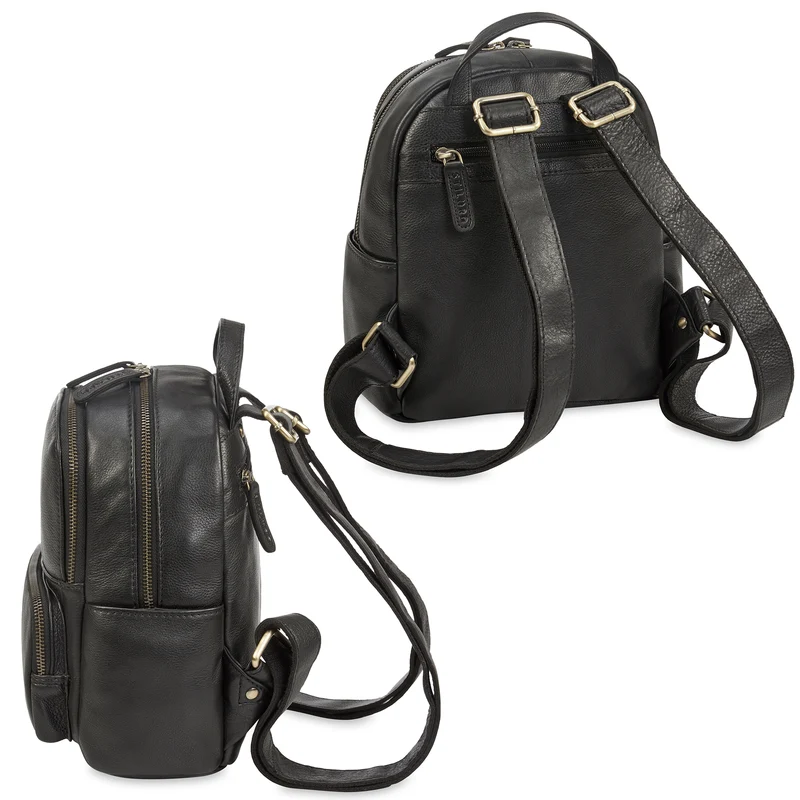 B-WARE "Sue" Rucksack Damen Leder Elegant Klein Cityrucksack für Ausflüge