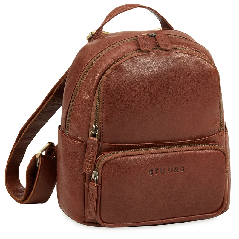 B-WARE "Sue" Rucksack Damen Leder Elegant Klein Cityrucksack für Ausflüge