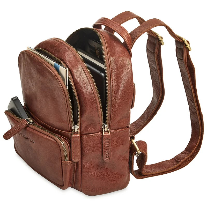 B-WARE "Sue" Rucksack Damen Leder Elegant Klein Cityrucksack für Ausflüge