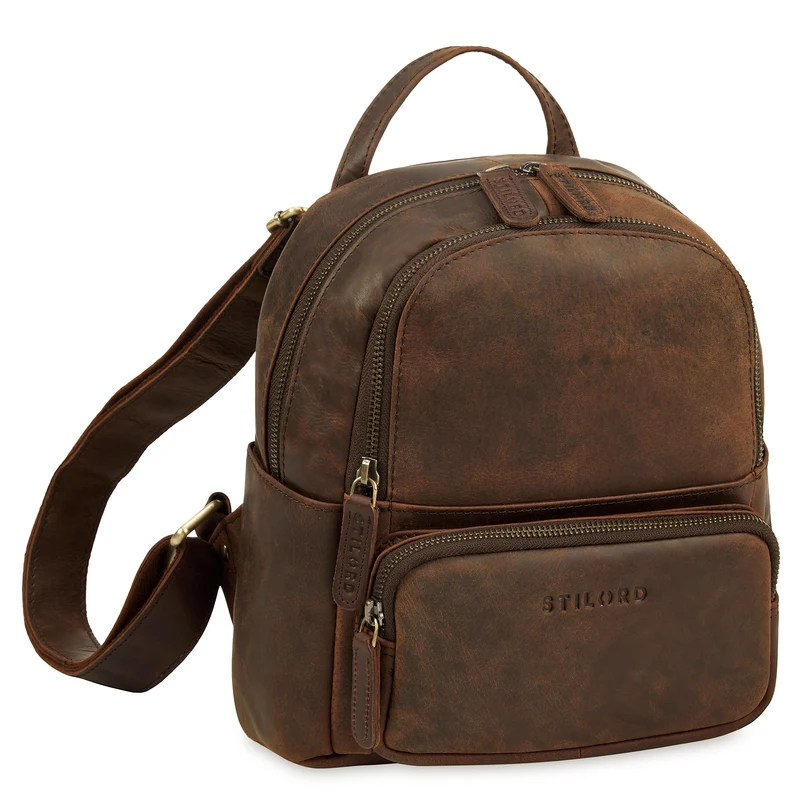 B-WARE "Sue" Rucksack Damen Leder Elegant Klein Cityrucksack für Ausflüge