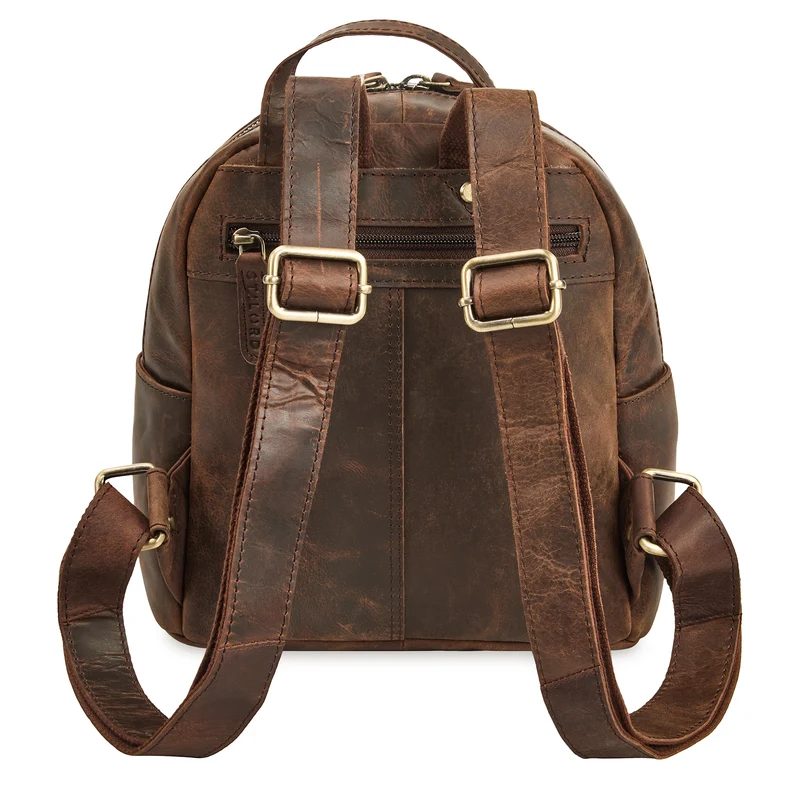 B-WARE "Sue" Rucksack Damen Leder Elegant Klein Cityrucksack für Ausflüge