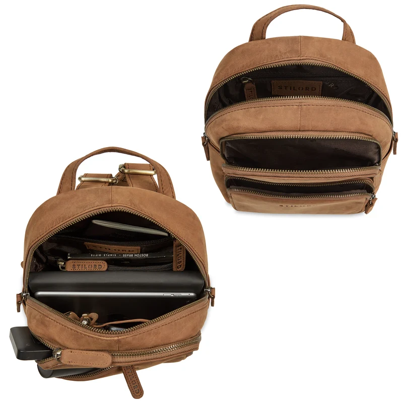B-WARE "Sue" Rucksack Damen Leder Elegant Klein Cityrucksack für Ausflüge