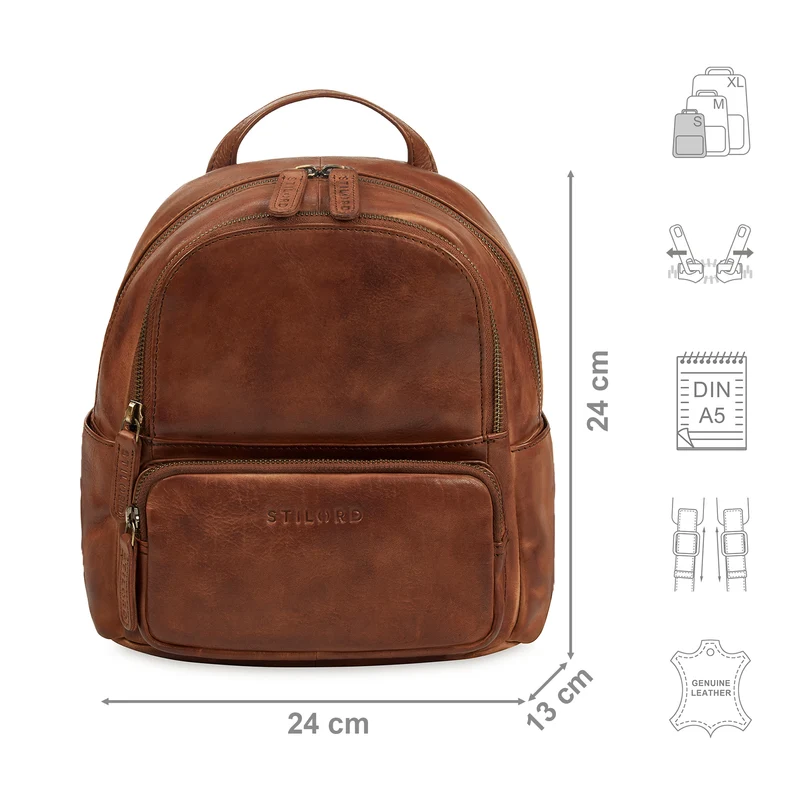 B-WARE "Sue" Rucksack Damen Leder Elegant Klein Cityrucksack für Ausflüge