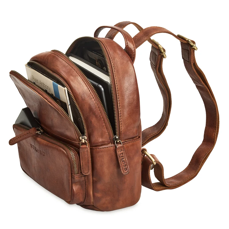 B-WARE "Sue" Rucksack Damen Leder Elegant Klein Cityrucksack für Ausflüge