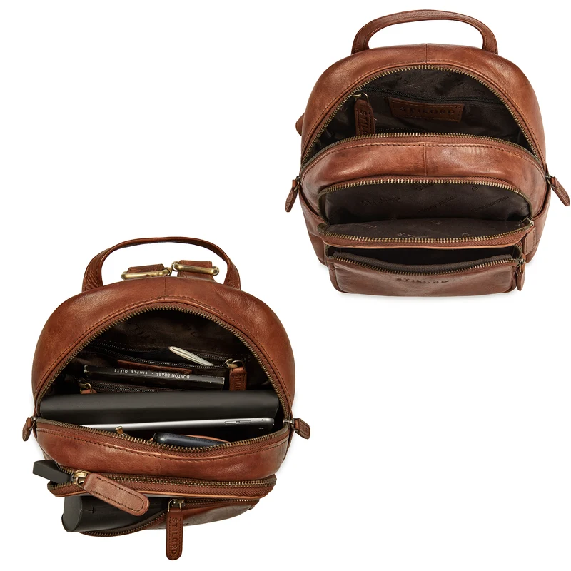 B-WARE "Sue" Rucksack Damen Leder Elegant Klein Cityrucksack für Ausflüge
