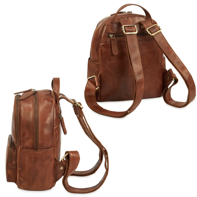 B-WARE "Sue" Rucksack Damen Leder Elegant Klein Cityrucksack für Ausflüge