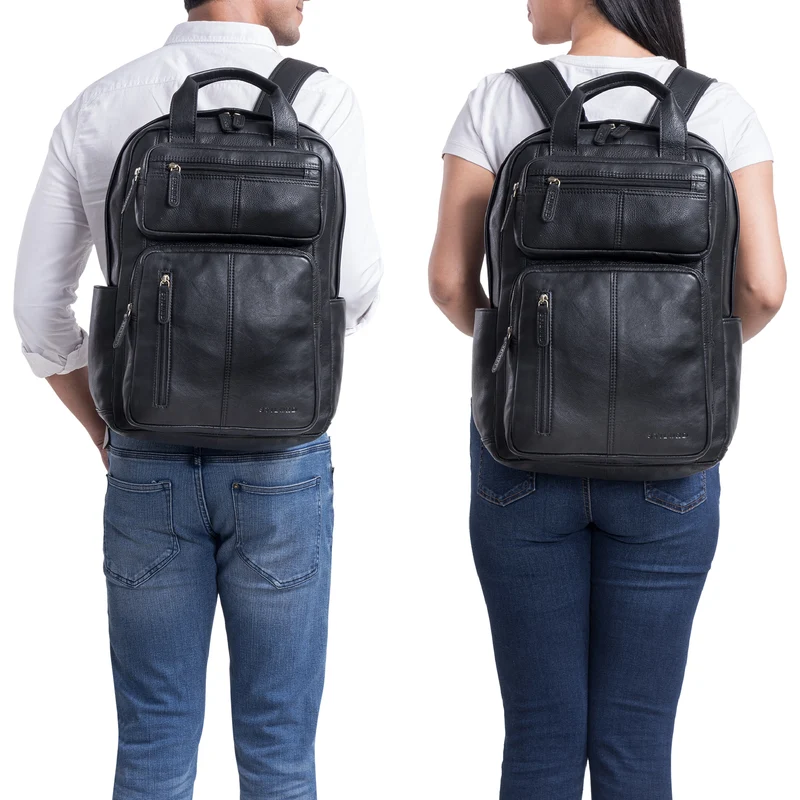 B-WARE "Amos" Exklusiver Business Lederrucksack mit 17.3 Zoll Laptop-Fach Damen Herren