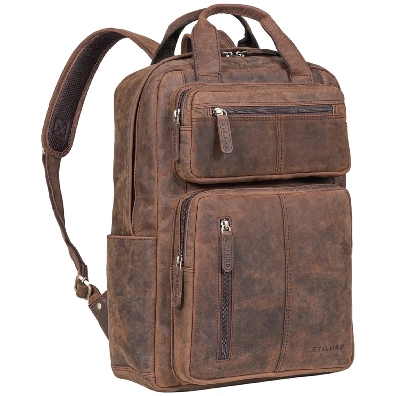 B-WARE "Amos" Exklusiver Business Lederrucksack mit 17.3 Zoll Laptop-Fach Damen Herren