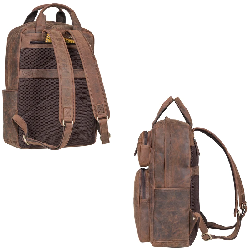 B-WARE "Amos" Exklusiver Business Lederrucksack mit 17.3 Zoll Laptop-Fach Damen Herren