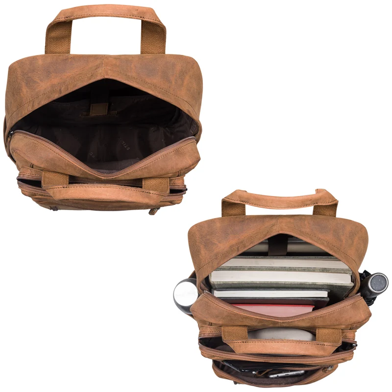 B-WARE "Amos" Exklusiver Business Lederrucksack mit 17.3 Zoll Laptop-Fach Damen Herren