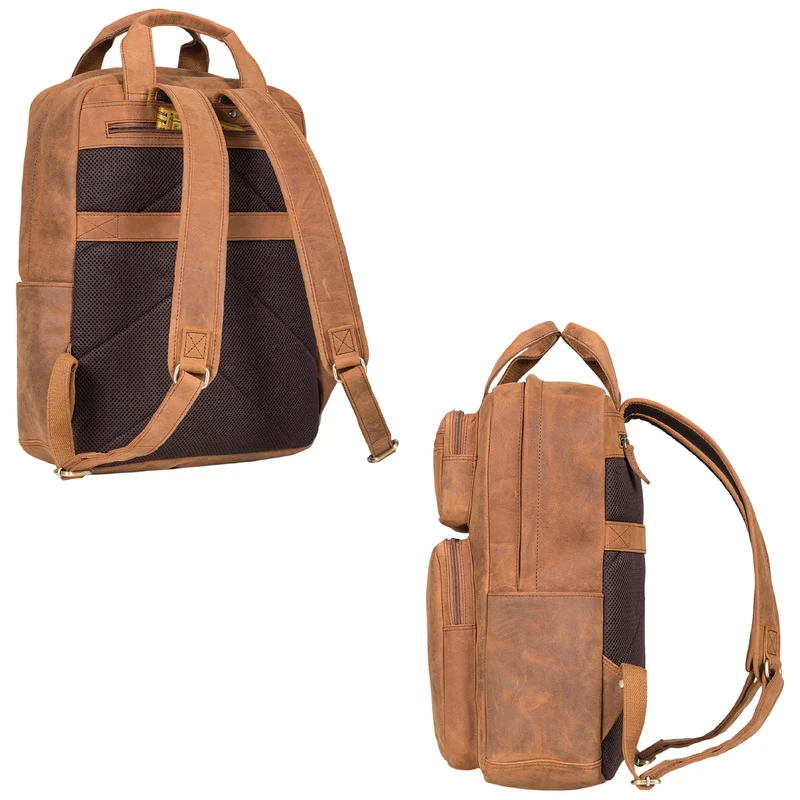 B-WARE "Amos" Exklusiver Business Lederrucksack mit 17.3 Zoll Laptop-Fach Damen Herren