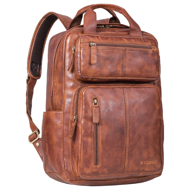 B-WARE "Amos" Exklusiver Business Lederrucksack mit 17.3 Zoll Laptop-Fach Damen Herren