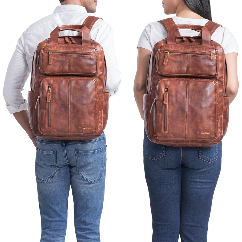 B-WARE "Amos" Exklusiver Business Lederrucksack mit 17.3 Zoll Laptop-Fach Damen Herren