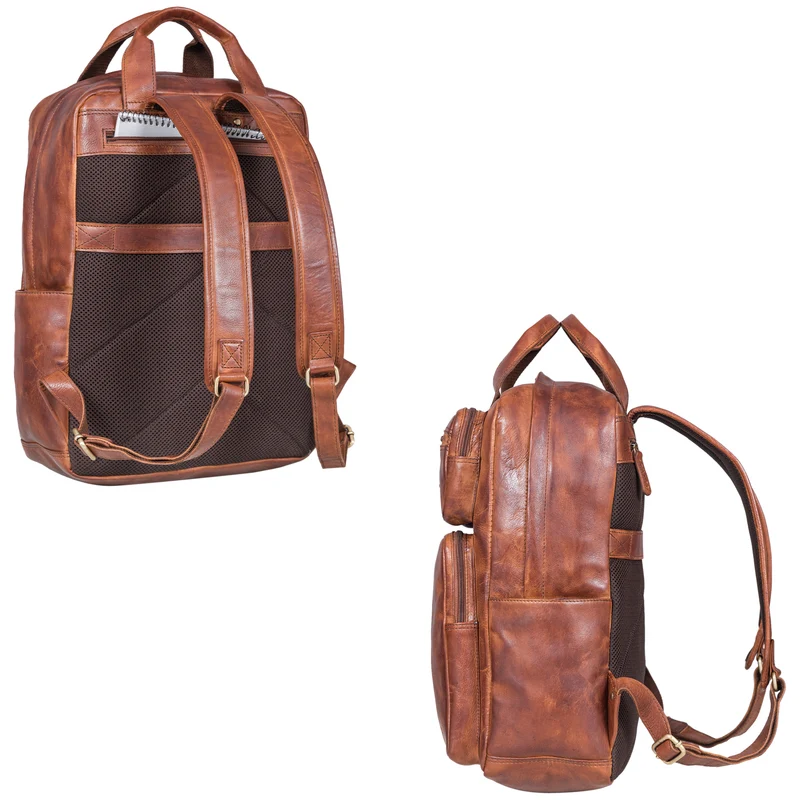 B-WARE "Amos" Exklusiver Business Lederrucksack mit 17.3 Zoll Laptop-Fach Damen Herren