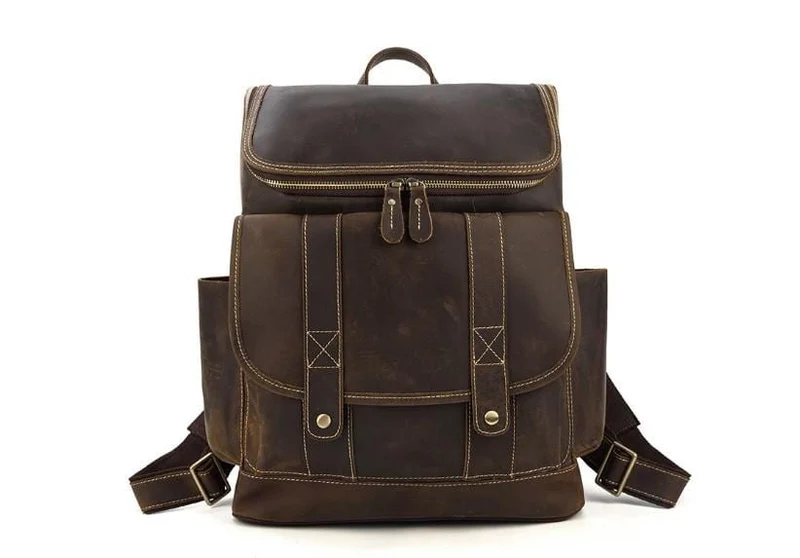 Buffalo Brown Leather Work Laptop Backpack Purse
