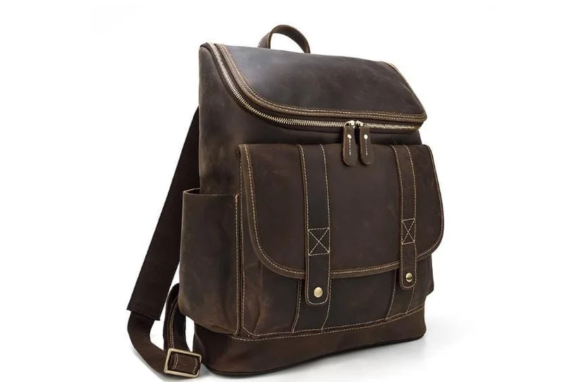 Buffalo Brown Leather Work Laptop Backpack Purse