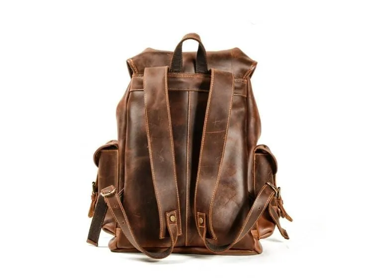 Women's Full Grain Brown Leather Backpack Purse – Handcrafted Buffalo Leather