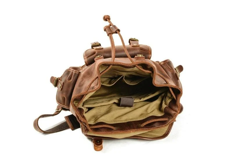 Women's Full Grain Brown Leather Backpack Purse – Handcrafted Buffalo Leather