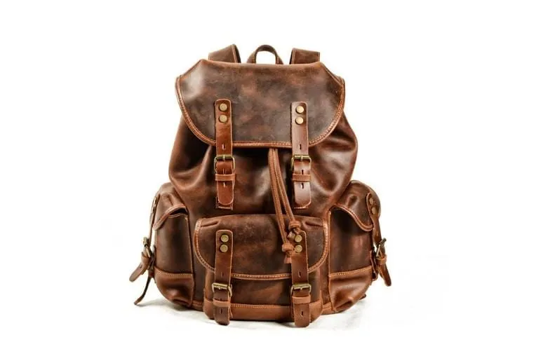 Women's Full Grain Brown Leather Backpack Purse – Handcrafted Buffalo Leather