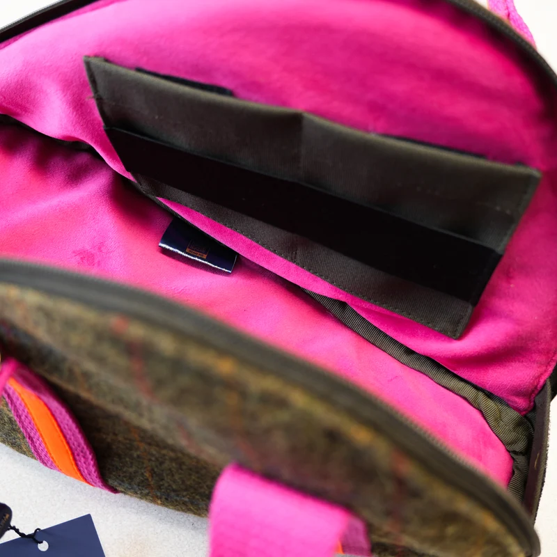 Jagdhorntasche Tweed & Pink & Neonorange