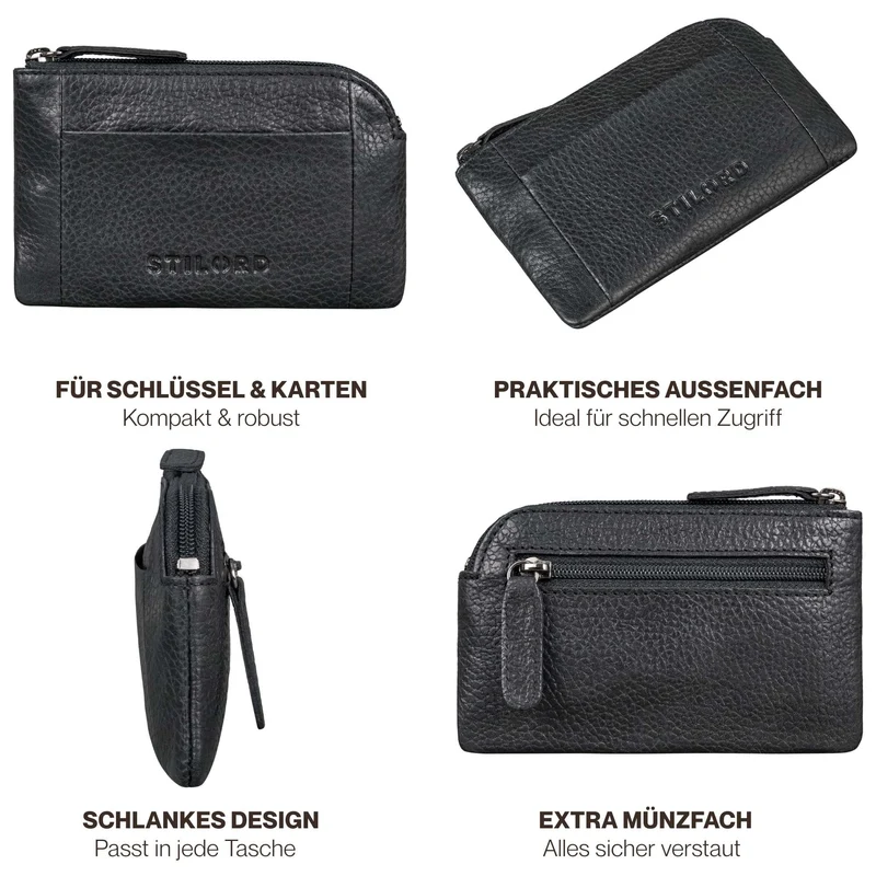 "Jannik" Vintage Schlüsselmäppchen Leder mit Münzfach & Reißverschluss
