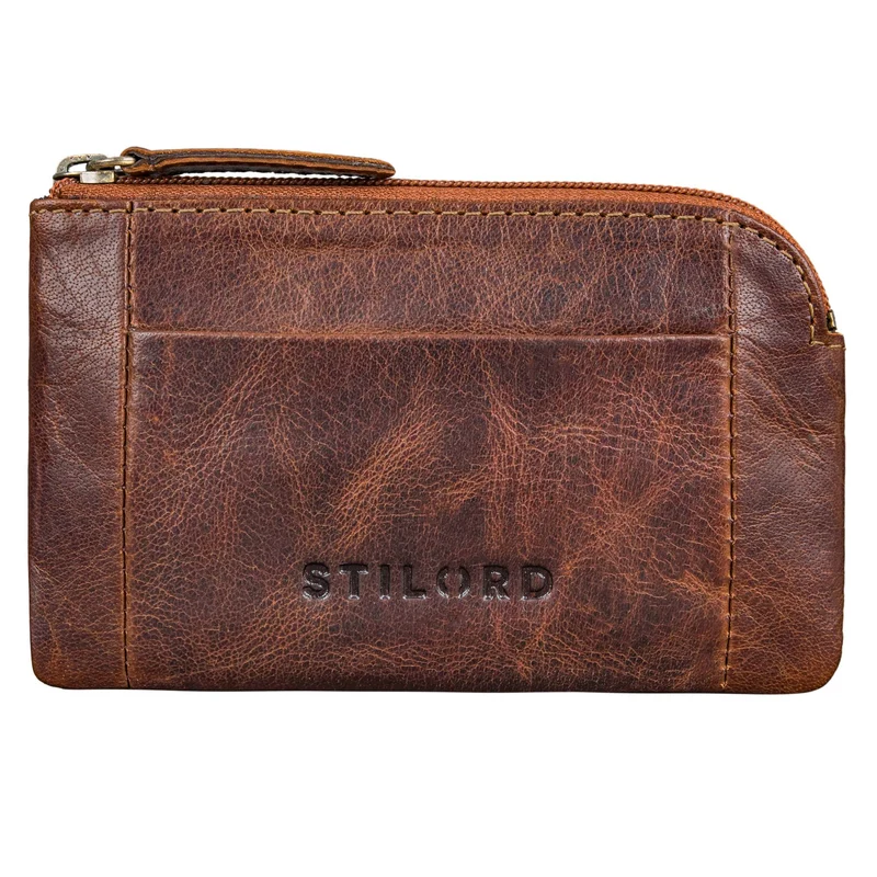 "Jannik" Vintage Schlüsselmäppchen Leder mit Münzfach & Reißverschluss
