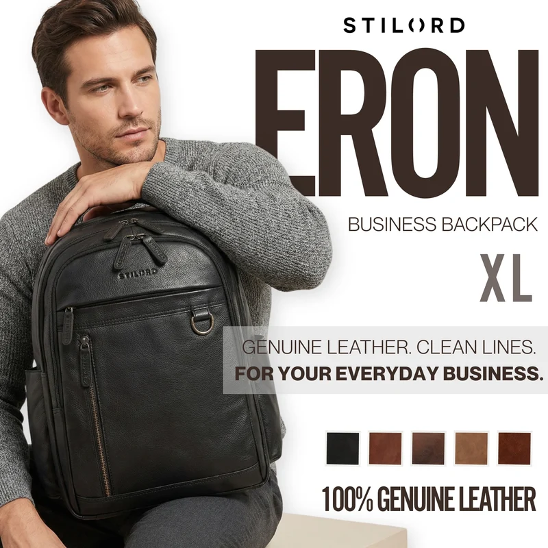"Eron" Großer Business Rucksack Herren Leder 15,6 - 16 Zoll