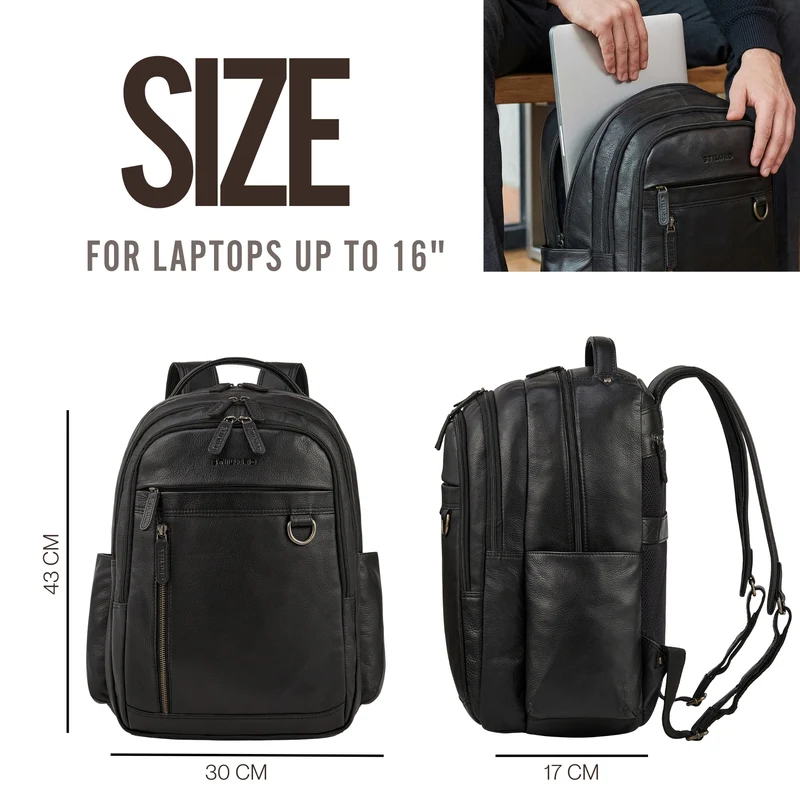 "Eron" Großer Business Rucksack Herren Leder 15,6 - 16 Zoll