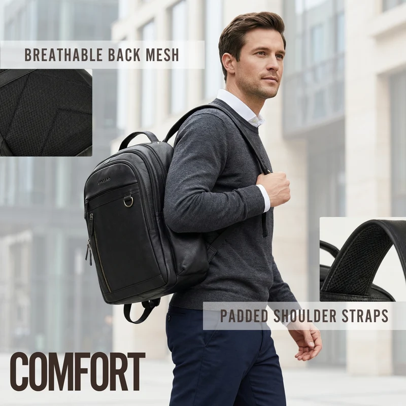 "Eron" Großer Business Rucksack Herren Leder 15,6 - 16 Zoll