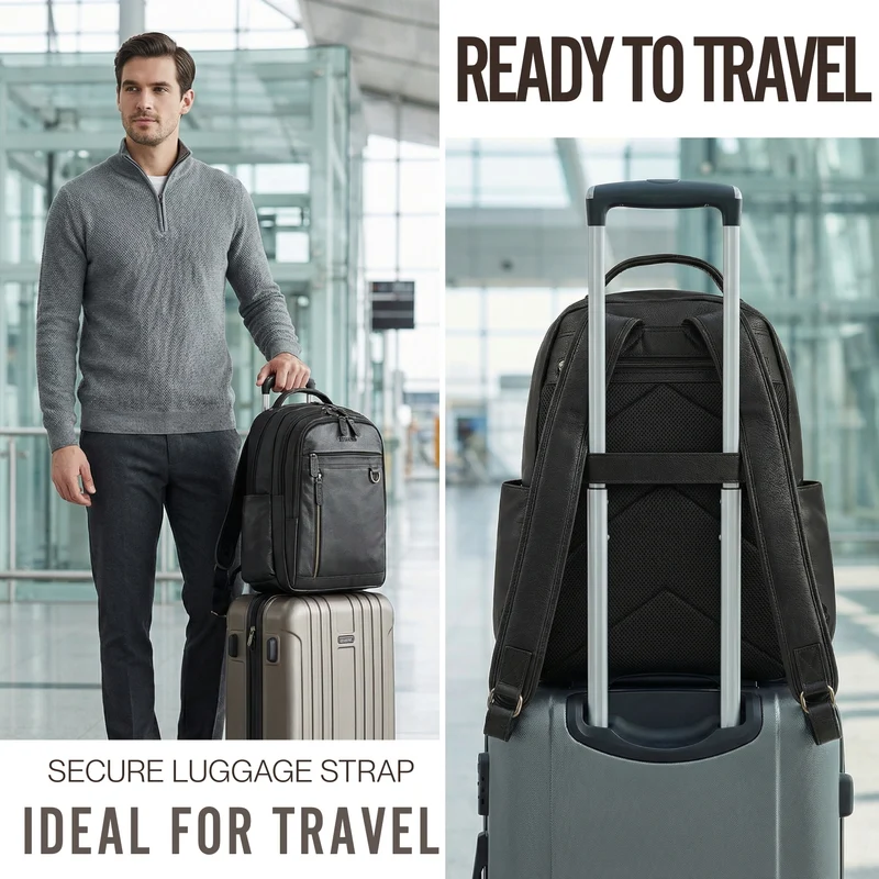 "Eron" Großer Business Rucksack Herren Leder 15,6 - 16 Zoll