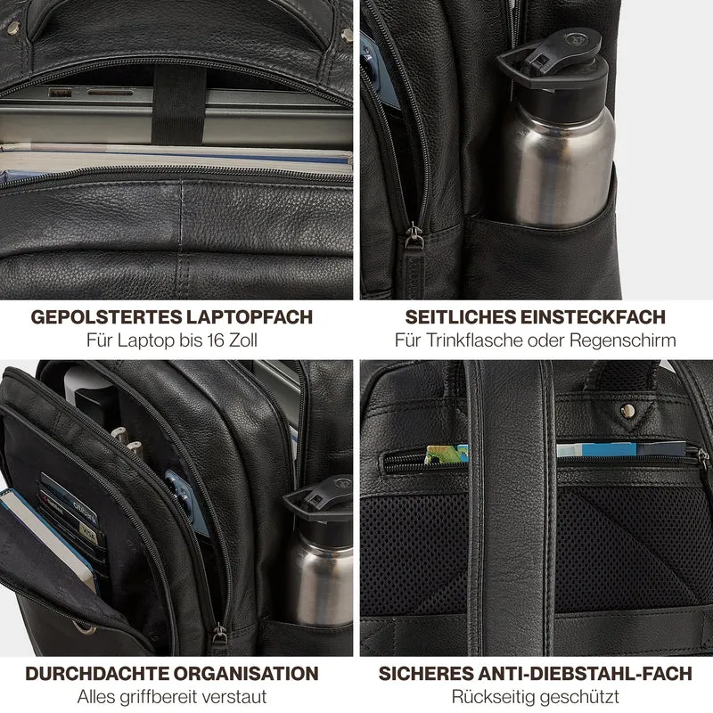 "Eron" Großer Business Rucksack Herren Leder 15,6 - 16 Zoll