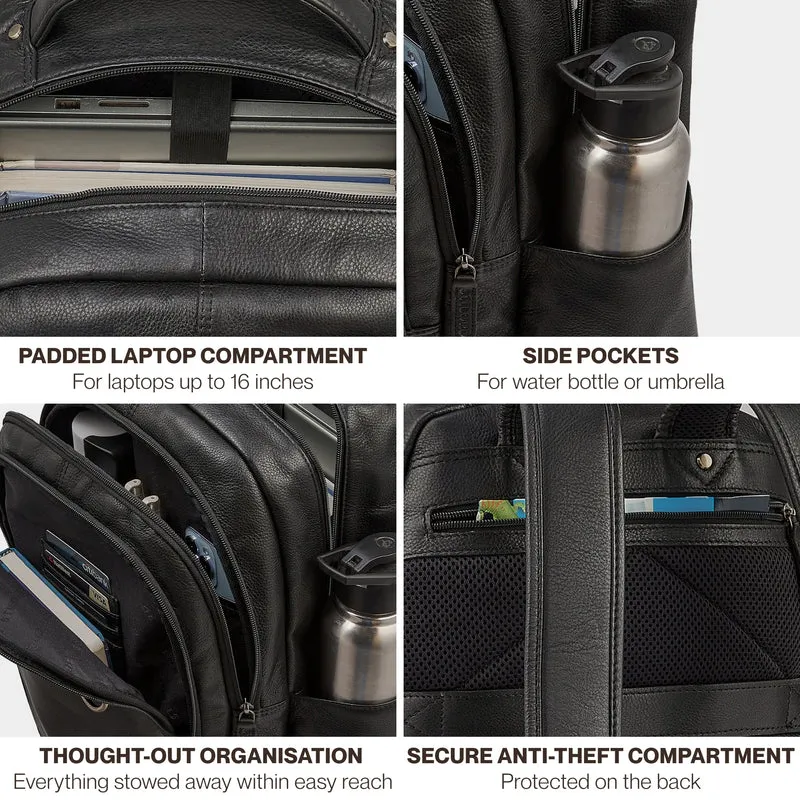 "Eron" Großer Business Rucksack Herren Leder 15,6 - 16 Zoll