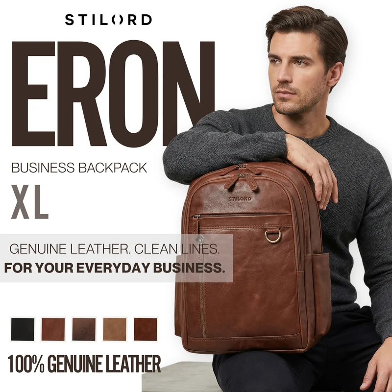 "Eron" Großer Business Rucksack Herren Leder 15,6 - 16 Zoll
