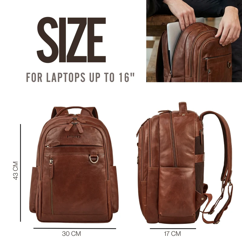 "Eron" Großer Business Rucksack Herren Leder 15,6 - 16 Zoll