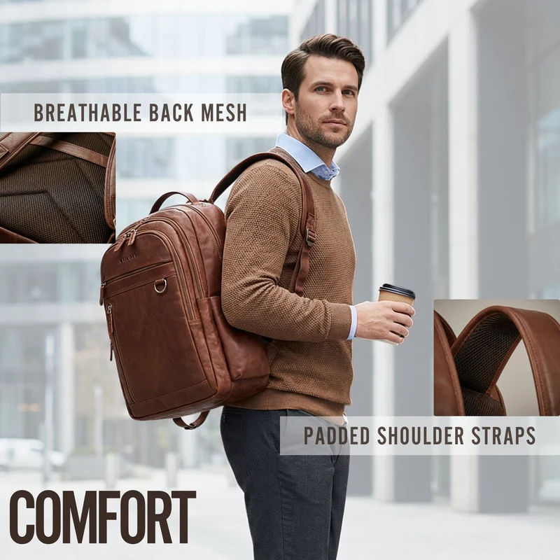 "Eron" Großer Business Rucksack Herren Leder 15,6 - 16 Zoll