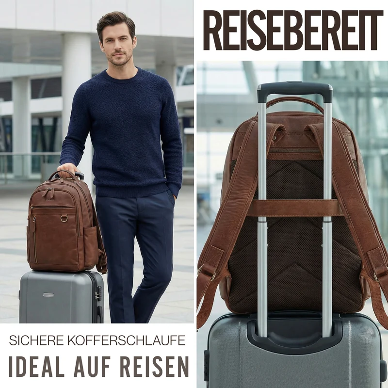 "Eron" Großer Business Rucksack Herren Leder 15,6 - 16 Zoll