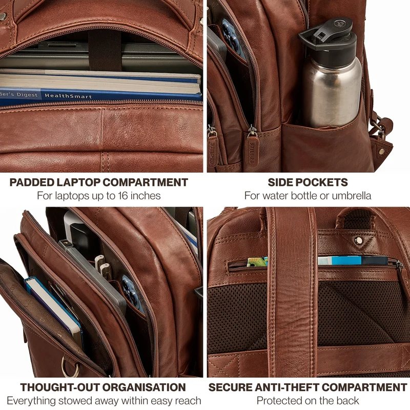 "Eron" Großer Business Rucksack Herren Leder 15,6 - 16 Zoll