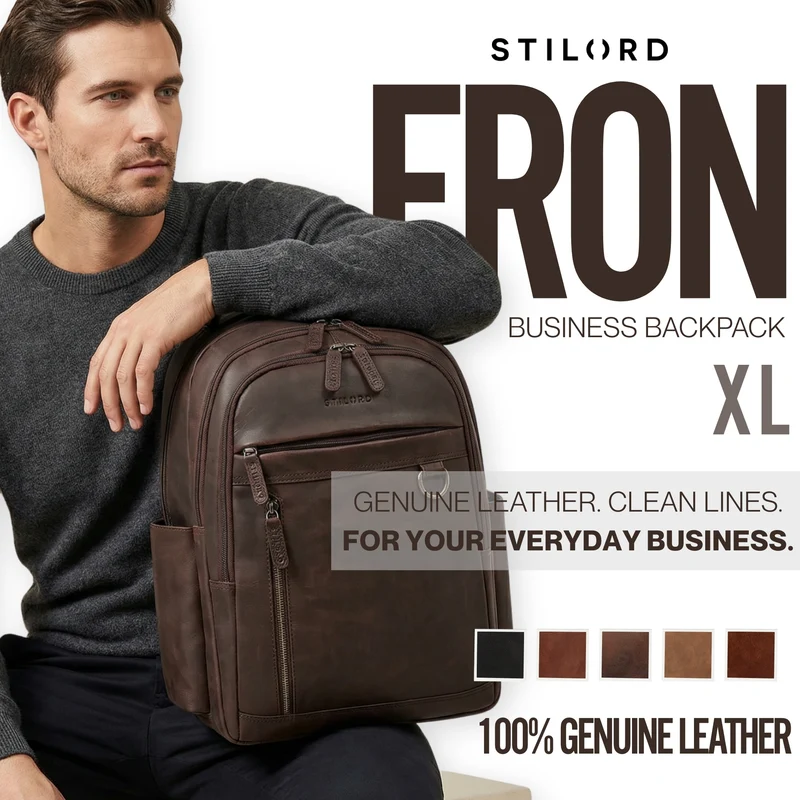 "Eron" Großer Business Rucksack Herren Leder 15,6 - 16 Zoll