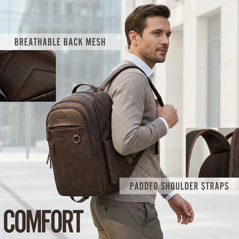 "Eron" Großer Business Rucksack Herren Leder 15,6 - 16 Zoll
