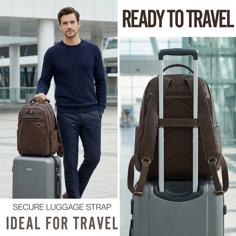 "Eron" Großer Business Rucksack Herren Leder 15,6 - 16 Zoll