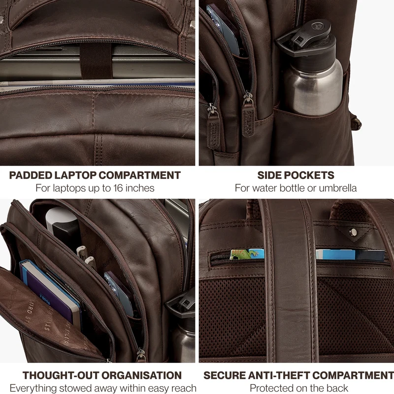 "Eron" Großer Business Rucksack Herren Leder 15,6 - 16 Zoll