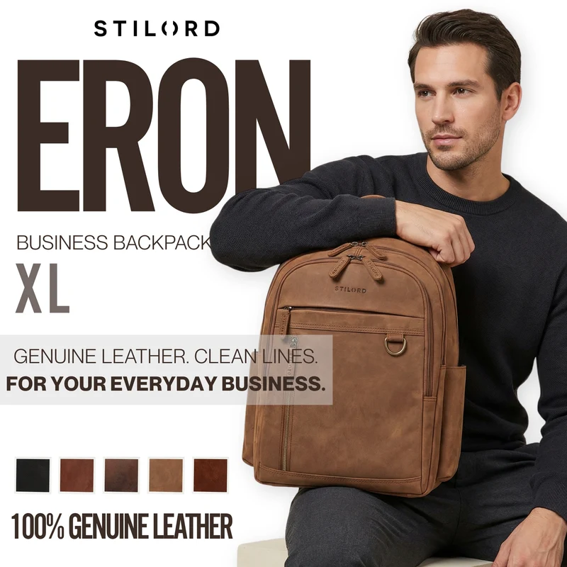 "Eron" Großer Business Rucksack Herren Leder 15,6 - 16 Zoll