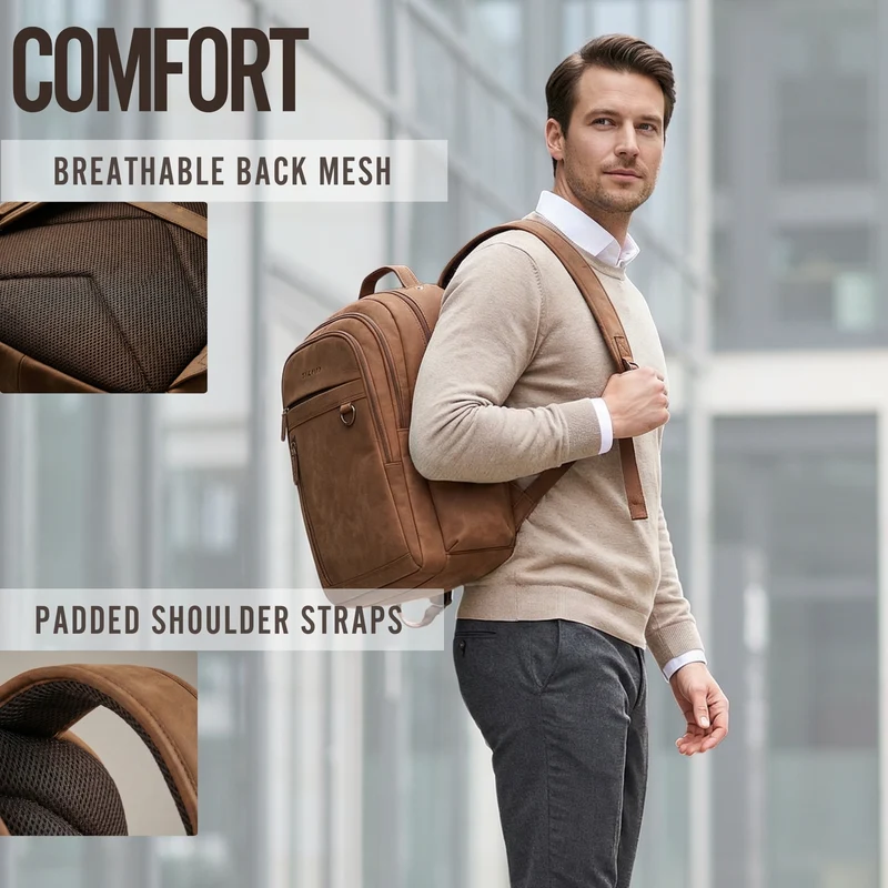 "Eron" Großer Business Rucksack Herren Leder 15,6 - 16 Zoll